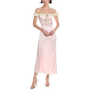 Abbey Womens  Gathered Neckline Midi Dress, Pink